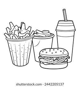 Vector illustration of fast food outline icon, perfect for culinary projects.