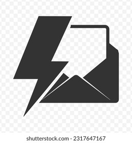 Vektorgrafik von Fast Mail Symbol in dunkler Farbe und transparentem Hintergrund (PNG).