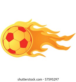 Vector illustration of a fast moving soccer ball on fire