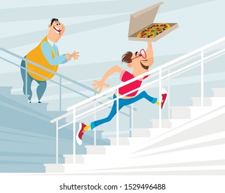Vector illustration of a fast pizza delivery