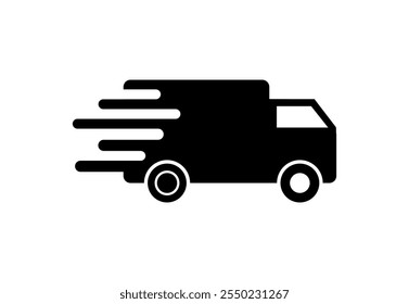 Ilustración vectorial de envío rápido camión de entrega icono plano sobre fondo blanco.