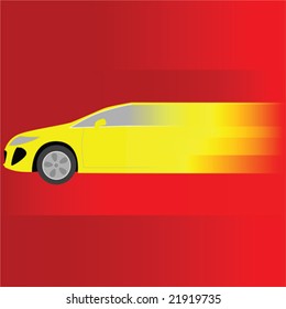Vector illustration of a fast yellow car speeding