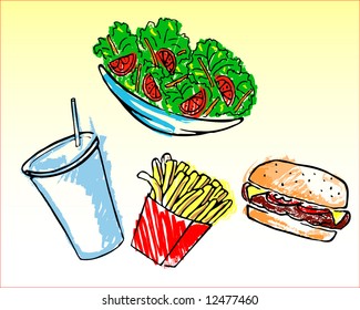 vector illustration of fast-food items
