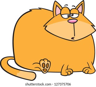 A vector illustration of fat cartoon chubby cat