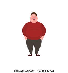 Vector illustration of a fat man.  Glutton Thick man. Concept Health problems of fast food.