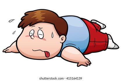 Vector illustration of Fat man tired