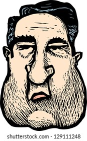 Vector illustration of a fat man's face