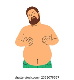 vector illustration of a fat person character, excess fat