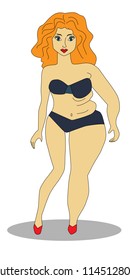  Vector illustration of fat and thin female body. Isolated white background. The body of a woman before and after weight loss. Flat style.
