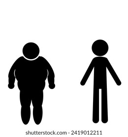 vector illustration of fat and thin people