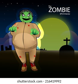 vector illustration of a fat zombie