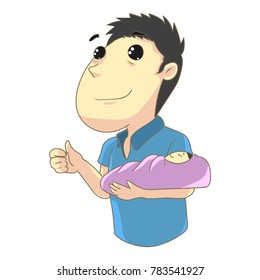 vector illustration father and baby
