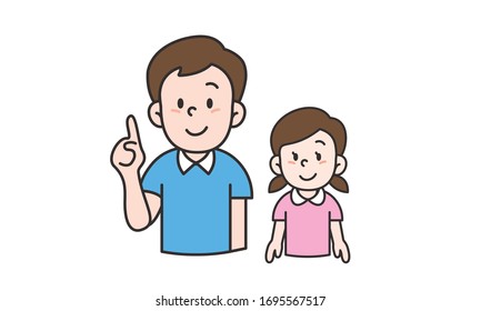 vector illustration of a father and a daughter