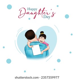 Vector illustration of father and daughter. Dad and daughter. Dad hugging his daughter. Dad and baby girl.
