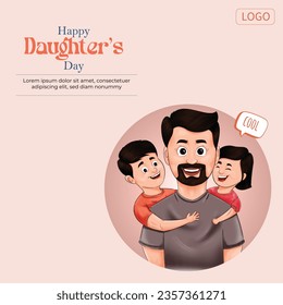 Vector illustration of father and daughter. Dad and daughter. Dad holding his daughter and son. Dad and baby girl.