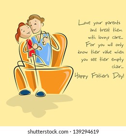 vector illustration of father and daughter sitting in sofa in Father's Day background