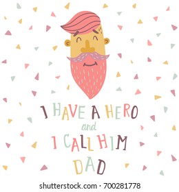 vector illustration with a father head and hand written text