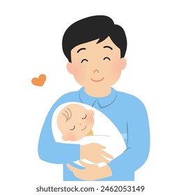 Vector illustration of a father holding a baby