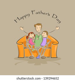 vector illustration of father with kid in Father's Day background