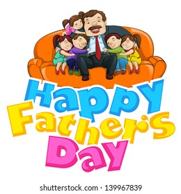 vector illustration of father with kid in Father's Day background