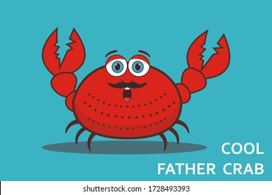 vector illustration of father red crab with claws