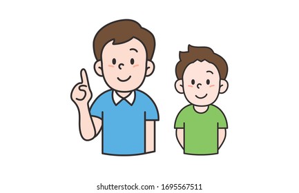 vector illustration of father and son