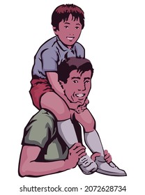 ilustración vectorial de padre e hijo