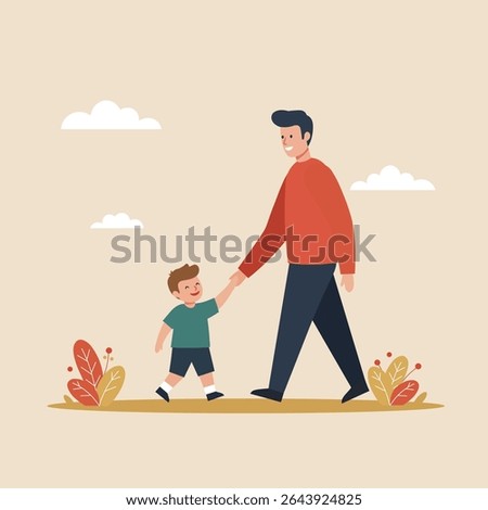 Vector illustration of Father and son
