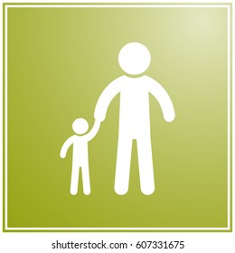 vector illustration of Father and Son Holding Hands with a gradient mesh vintage shaded background