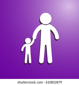vector illustration of Father and Son Holding Hands with a gradient mesh vintage shaded background