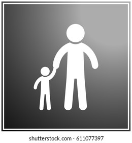 vector illustration of Father and Son Holding Hands with a gradient mesh vintage shaded background