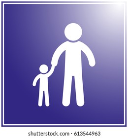 vector illustration of Father and Son Holding Hands with a gradient mesh vintage shaded background