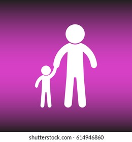 vector illustration of Father and Son Holding Hands with a gradient mesh vintage shaded background