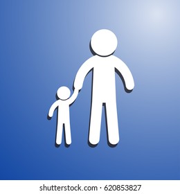 vector illustration of Father and Son Holding Hands with a gradient mesh vintage shaded background