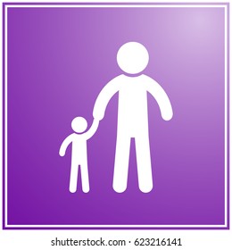 vector illustration of Father and Son Holding Hands with a gradient mesh vintage shaded background