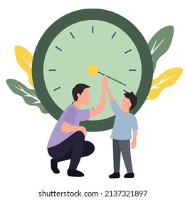 Vector illustration of father and son quality time concept. fathers day, give high five with flat design for website, banner, and flyer