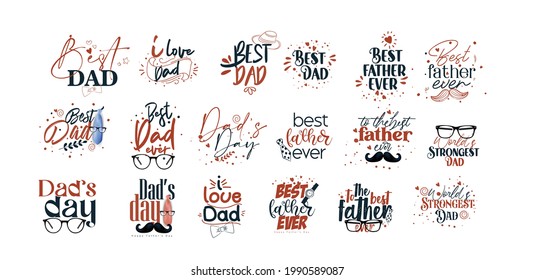 Vector illustration of Fathers Day with Calligraphy and lettering set