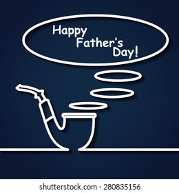 Vector Illustration of Father's day card for Design, Website, Background, Banner. Element necktie Outline. Silhouette Holiday Pipe with Bubble of Smoke Template