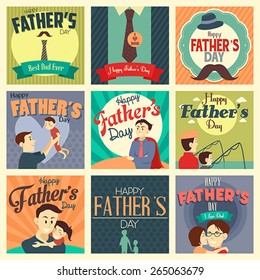 A vector illustration of father's day cards with ornament