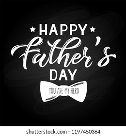 Vector illustration father's day greetings card with hand lettering - happy father's day - with a bow tie. EPS 10