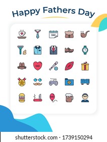 Vector illustration of fathers day icon set with lineal color design style