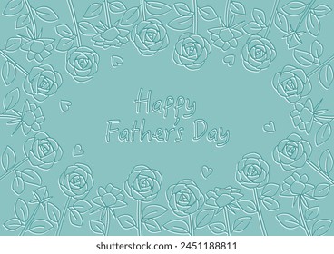 Vector illustration for Father's Day. Rose frame design with line drawings on a blue background. For greeting cards, banners and wallpapers.