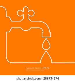 Vector illustration of the faucet line. Flat design.