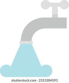 Vector illustration of a faucet. Open faucet spilling water. waste of water Drinking water.