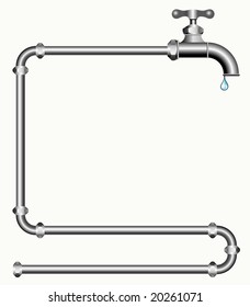 vector illustration of the faucet and pipes