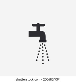 Vector illustration of faucet with water drops