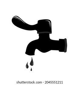 vector illustration of a faucet with water drops.