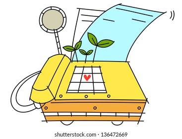Vector illustration of a fax machine