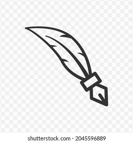 Vector illustration of feather pen icon in dark color and transparent background(png).