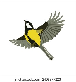 Vector illustration of a feathered titmouse character.